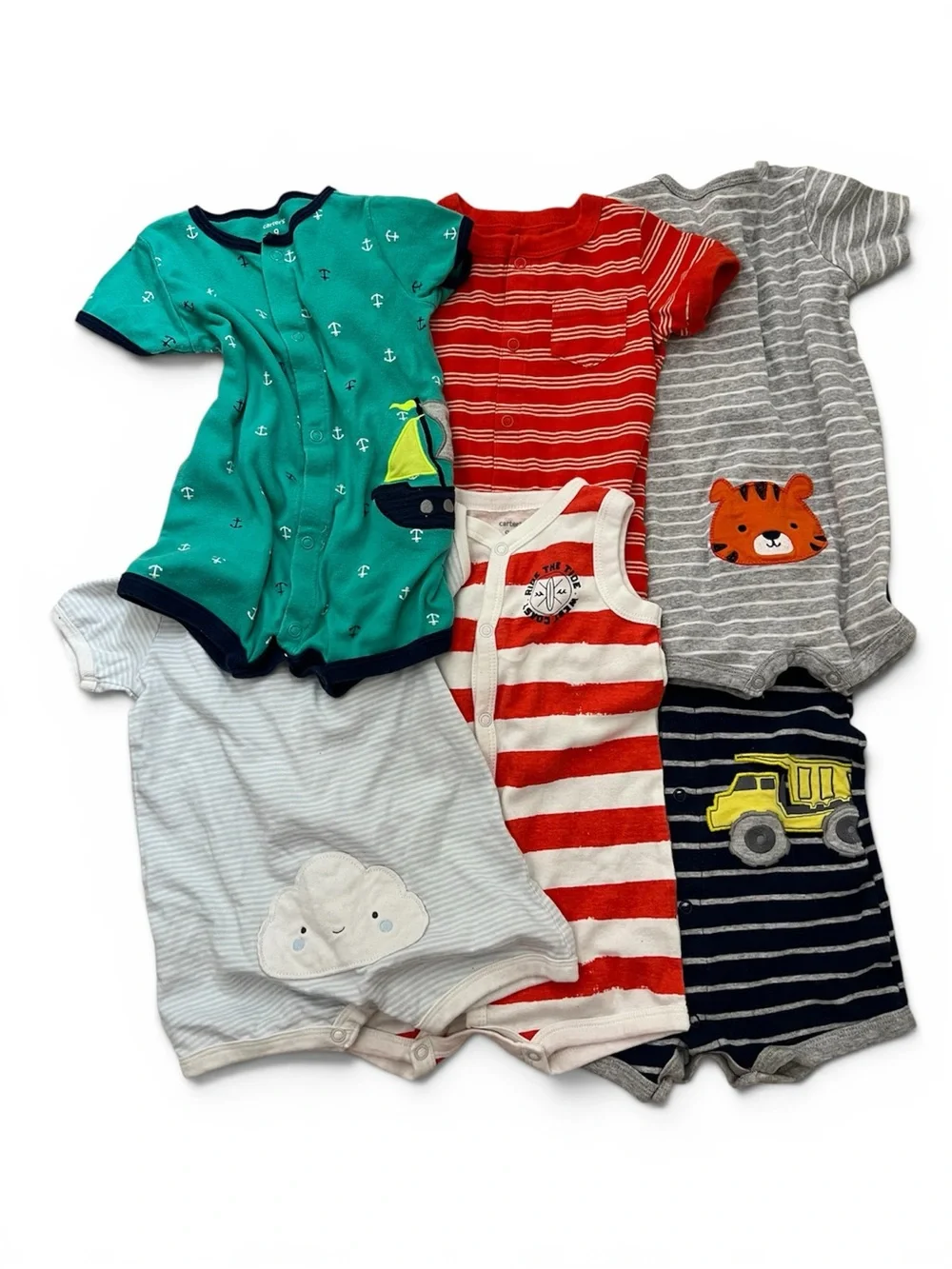 Carters Baby Boys Bundle 6 Pack Short Romper Set Size 9 Months